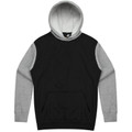 Black and grey marle contrast kids hoodie with kangaroo pocket and colour block sleeves