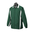 Forest green kids track jacket with white side panels and contrast collar trim