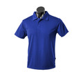 Royal blue kids polo shirt with collar and button placket in mini waffle knit texture