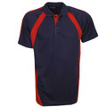 Navy+Red George Men's Coolfast Contrast Mini Waffle Polo Shirt, a breathable, quick-dry athletic top with a textured knit and contrast collar, ideal for sports or corporate uniforms.