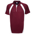 Maroon+White George Men's Coolfast Contrast Mini Waffle Polo Shirt, a breathable, quick-dry athletic top with a textured knit and contrast collar, ideal for sports or corporate uniforms.