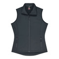 Charcoal grey ladies softshell vest with full front zipper and two zippered side pockets