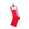 Bright red performance socks with white dotted grip sole panels and stretch ribbed tops