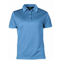 Sky Blue Badger Ladies Easy Care Driwear Mini Waffle Polo Shirt, a quick-dry, breathable top with a textured weave, ideal for corporate or uniform wear.