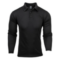 Plain Black Basset Mens long sleeve polo shirt featuring DriWear technology and easy care, ideal for workwear or corporate uniforms.
