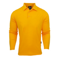Plain Gold Basset Mens long sleeve polo shirt featuring DriWear technology and easy care, ideal for workwear or corporate uniforms.
