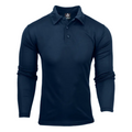 Plain Navy Basset Mens long sleeve polo shirt featuring DriWear technology and easy care, ideal for workwear or corporate uniforms.