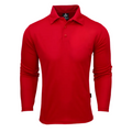 Plain Red Basset Mens long sleeve polo shirt featuring DriWear technology and easy care, ideal for workwear or corporate uniforms.
