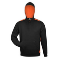 Black+Orange Paterson Kids Contrast Fleecy Hoodie, a warm pullover hooded sweatshirt with contrast colored lining, ideal for school uniforms or cold weather casual wear.
