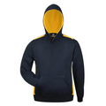 Navy+Gold Paterson Kids Contrast Fleecy Hoodie, a warm pullover hooded sweatshirt with contrast colored lining, ideal for school uniforms or cold weather casual wear.