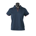 Navy + Red Yara Ladies Contrast Piping Driwear Polo Shirt, a quick-dry, moisture-wicking top ideal for corporate or sports team uniforms.
