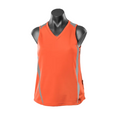 Orange+Grey | Bulk Buy Womens Contrast Teamwear Sport Singlets