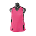 Pink+Black | Bulk Buy Womens Contrast Teamwear Sport Singlets