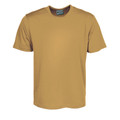 Camel gold unisex crew neck short sleeve tee in smooth micromesh fabric, flat front ideal for decoration