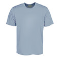 Sky blue quick dry micromesh t-shirt with crew neck and contrast navy neckline trim