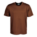 Chocolate brown micromesh t-shirt with black contrast crew neck and smooth performance fabric finish