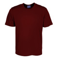 Maroon unisex crew neck short sleeve tee with smooth micromesh front panel, packshot view