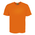 Bright orange quick-dry micromesh kids tee with crew neck and short sleeves