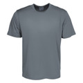 Charcoal grey short sleeve crew neck tshirt with smooth athletic micromesh fabric