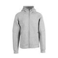 Grey marle hooded jacket with full-length zip, ribbed cuffs and hem, side zip pockets