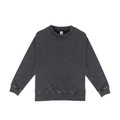 Charcoal grey stonewashed crew neck sweater with contrast stitching and ribbed cuffs