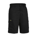 Black cargo shorts with multiple pockets including dual cargo pockets and belt loops