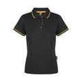 Black + Gold Cottes Women's Contrast Mesh Knit Poly Polo Shirt, a breathable, moisture-wicking top with contrasting trim, ideal for corporate or team uniforms.
