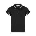 Black kids polo shirt with white contrast tipping on collar and sleeves