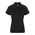 Ladies Plain Contrast Team Polo Shirt Piping_Black Cyan