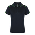Womens Blank Contrast Sports Polo Shirt Piping_Navy Kawa Green