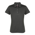 Slate+Black Currio Ladies Mini Waffle Knit Poly Polo, a breathable top featuring a subtle texture and contrast piping detail, ideal for corporate or sports uniforms.