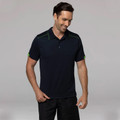 Mens Blank Mini Waffle Knit Poly Polo with Piping Mens Blank Mini Waffle Knit Poly Polo with Piping