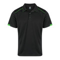 Mens Mini Waffle Knit Poly Polo with Piping_Black Kawa Green Mens Mini Waffle Knit Poly Polo with Piping_Black Kawa Green