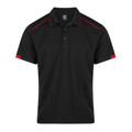 Mens Mini Waffle Knit Poly Polo with Piping_Black Red Mens Mini Waffle Knit Poly Polo with Piping_Black Red