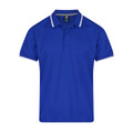 Royal blue polo shirt with white contrast tipping on collar and sleeves