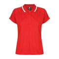 Red White Double Bay Ladies Contrast Dri-Wear Anti-Bacterial Raglan Polo Shirt, a quick-dry, odor-resistant top ideal for corporate or health-related uniforms.