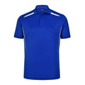 Royal blue kids polo shirt with white contrast piping along shoulders and sides