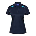 Ladies Sustainable Poly/Cotton Contrast Polo Shirt_Navy Aqua Blue