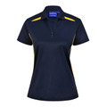 Ladies Sustainable Poly/Cotton Contrast Polo Shirt_Navy Gold