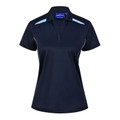 Ladies Sustainable Poly/Cotton Contrast Polo Shirt_Navy Sky Blue