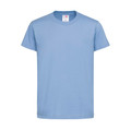 Sky blue crew neck t-shirt with smooth flat front panel ideal for decoration