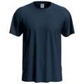 Navy short sleeve crew neck t-shirt with smooth tubular construction and classic fit