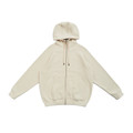 Clay coloured cotton rich zip-up hoodie with kangaroo pocket and contrast metal zipper