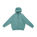 Seafoam green zip-up hoodie with drawstring hood, kangaroo pocket, and ribbed cuffs on white background