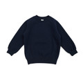 Navy blue kids crew neck sweatshirt with ribbed cuffs and hem on white background