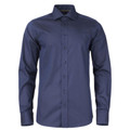 Navy long sleeve business shirt with collar and front button placket