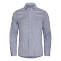 Men's long sleeve navy and white gingham check shirt with spread collar and button front
