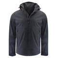 Charcoal grey softshell jacket with detachable hood, zippered hand pockets and full front zipper