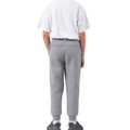 Grey marle cotton fleece track pants with elasticated cuffs shown from back view