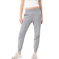 Grey marle cotton track pants with elasticated waistband and fitted ankle cuffs